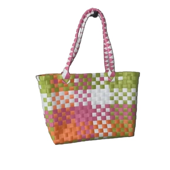 Handbags - New Women’s Pink & Ivory Woven Tote